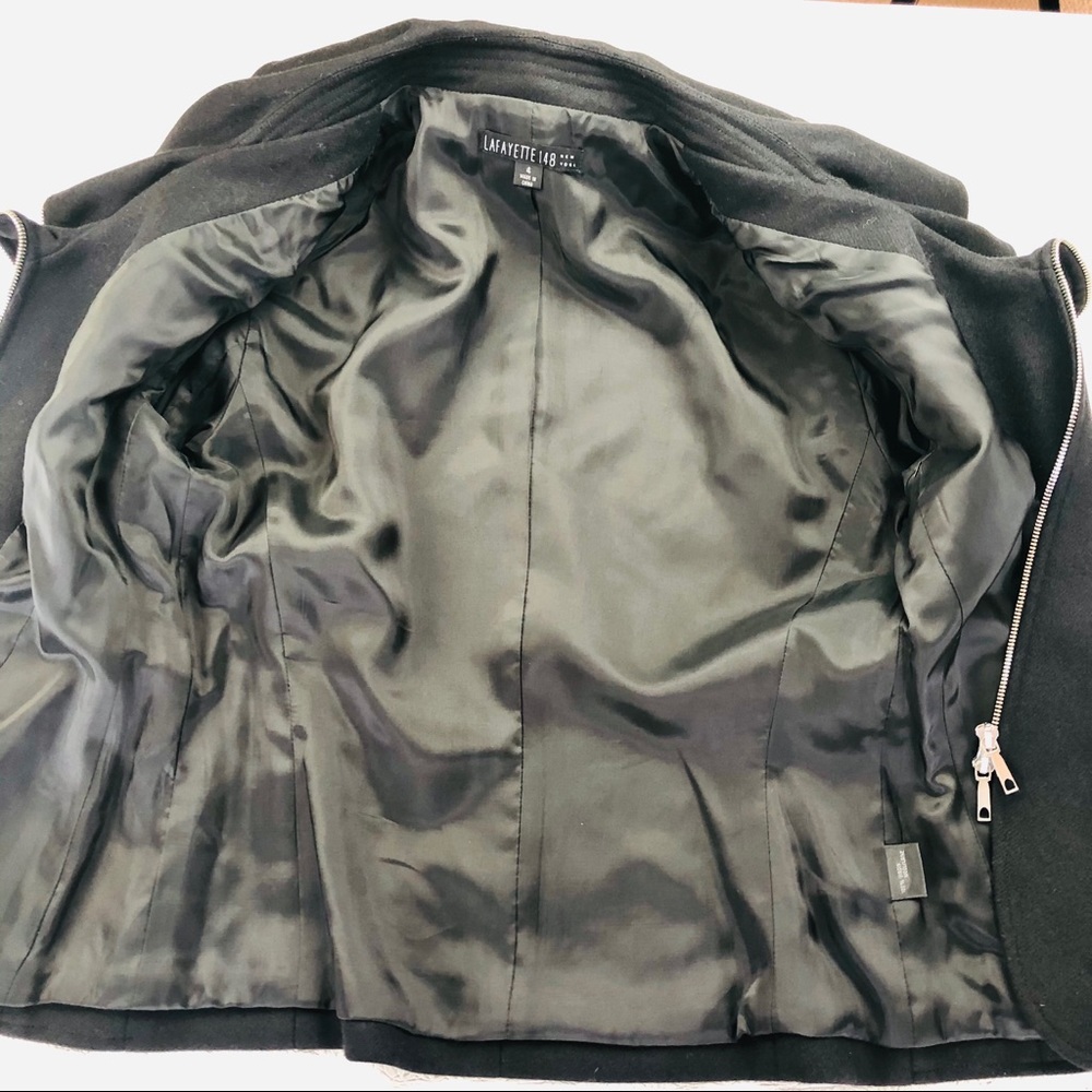 Lafayette 148 black wool jacket zipper accents 4 - Picture 13 of 16